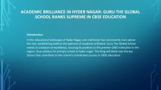 Academic Brilliance in Hyder Nagar-GURU
