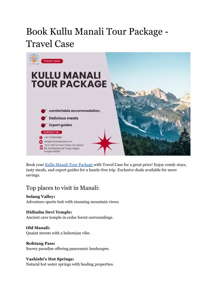 book kullu manali tour package travel case