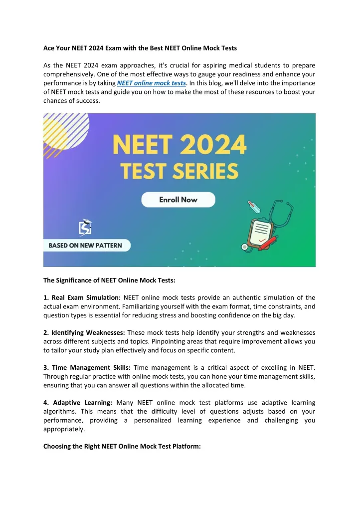 ace your neet 2024 exam with the best neet online