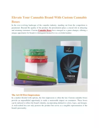 Elevate Your Cannabis Brand With Custom Cannabis Boxes