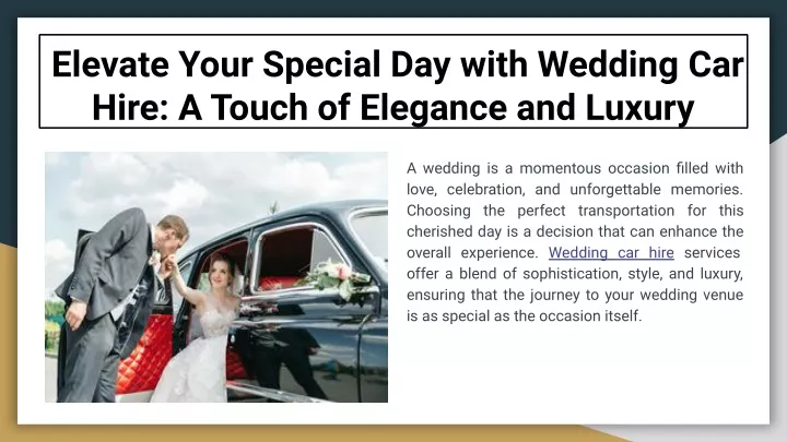 elevate your special day with wedding car hire