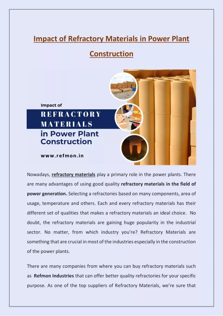 impact of refractory materials in power plant