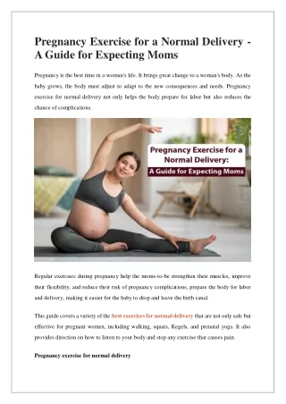 pregnancy exercise for a normal delivery a guide