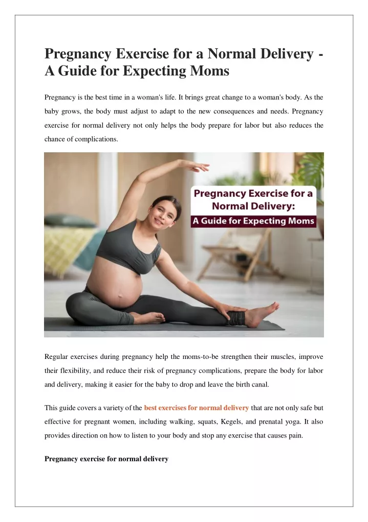 pregnancy exercise for a normal delivery a guide