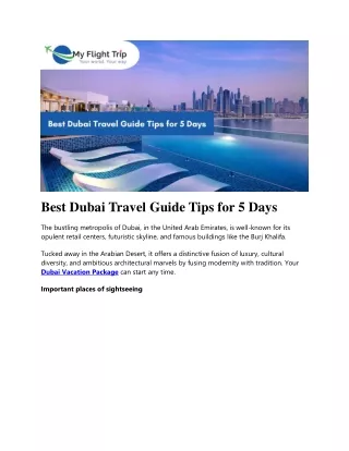 Best Dubai Travel Guide Tips for 5 Days