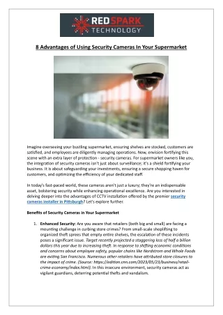8 advantages of using security cameras in your