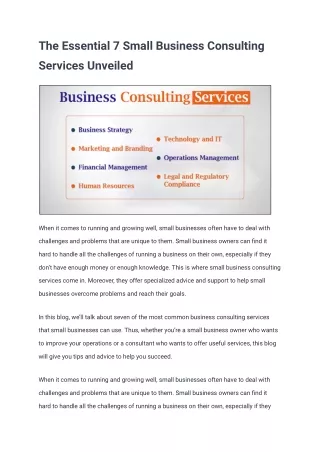 The Essential Small Business Consulting Services