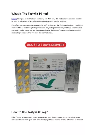 What Is The Tastylia 80 mg