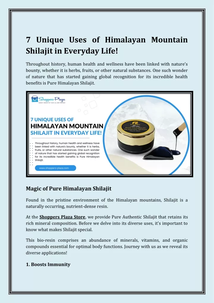 7 unique uses of himalayan mountain shilajit