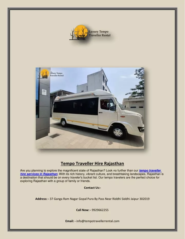 tempo traveller hire rajasthan