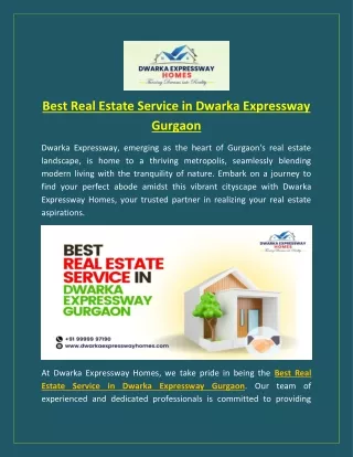 Best Real Estate Service in Dwarka Expressway Gurgaon