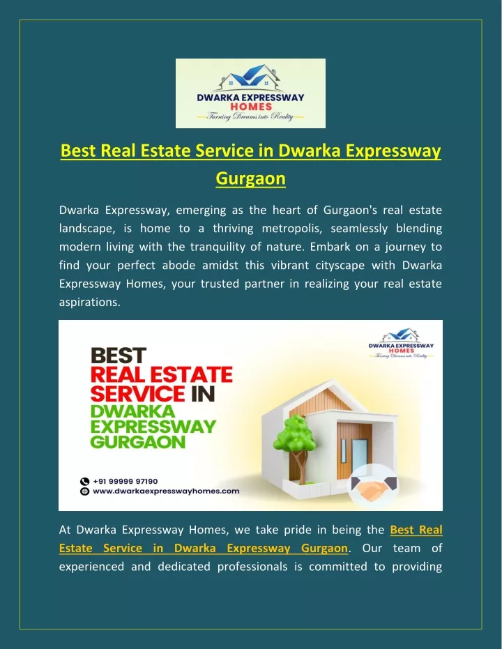 best real estate service in dwarka expressway