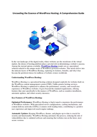 Unraveling the Essence of WordPress Hosting: A Comprehensive Guide