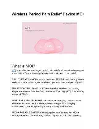 Wireless Period Pain Relief Device MOI