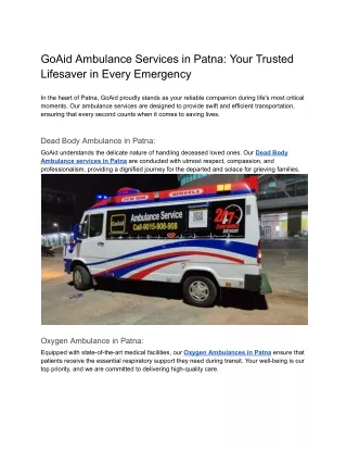 GoAid Ambulance Services in Patna_ Your Trusted Lifesaver in Every Emergency