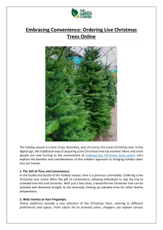 The Green Corner - Embracing Convenience Ordering Live Christmas Trees Online