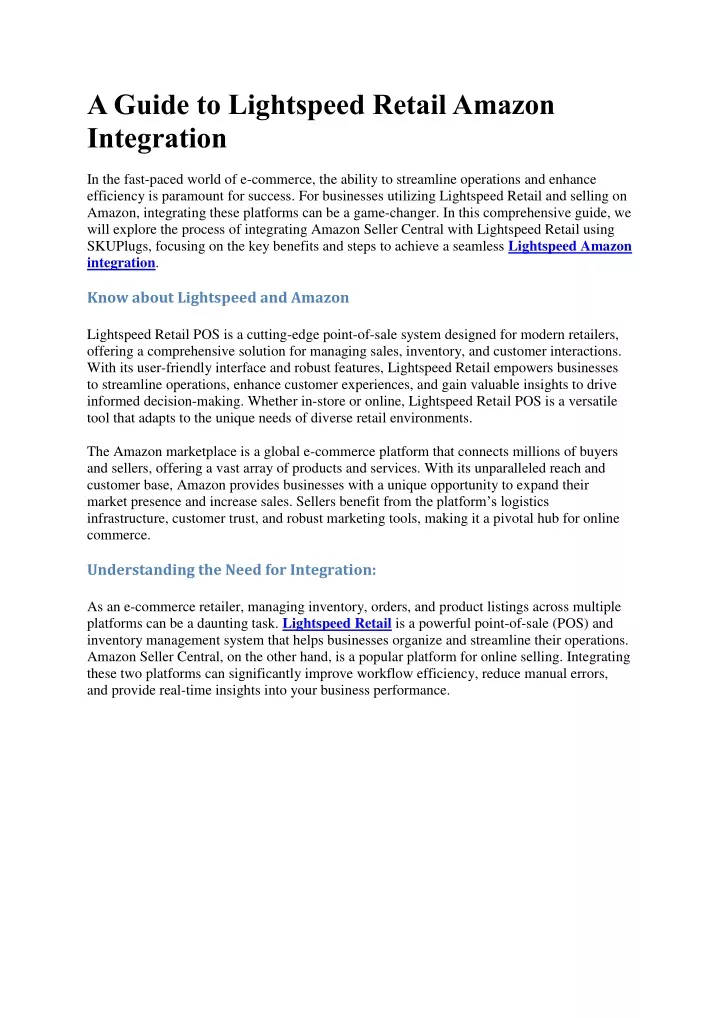 a guide to lightspeed retail amazon integration