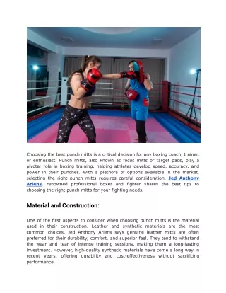choosing the best punch mitts is a critical