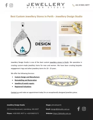 Best Custom Jewellery Stores in Perth - Jewellery Design Studio