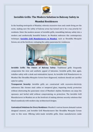 Invisible Grills The Modern Solution to Balcony Safety in Mumbai Residences