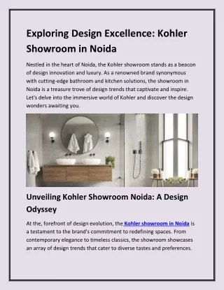 Exploring Dеsign Excеllеncе: Kohlеr Showroom in Noida