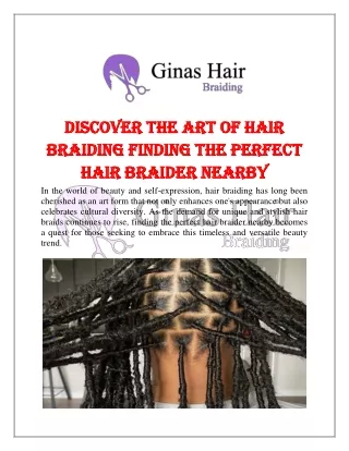 Discover the Art of Hair Braiding Finding the Perfect Hair Braider Nearby