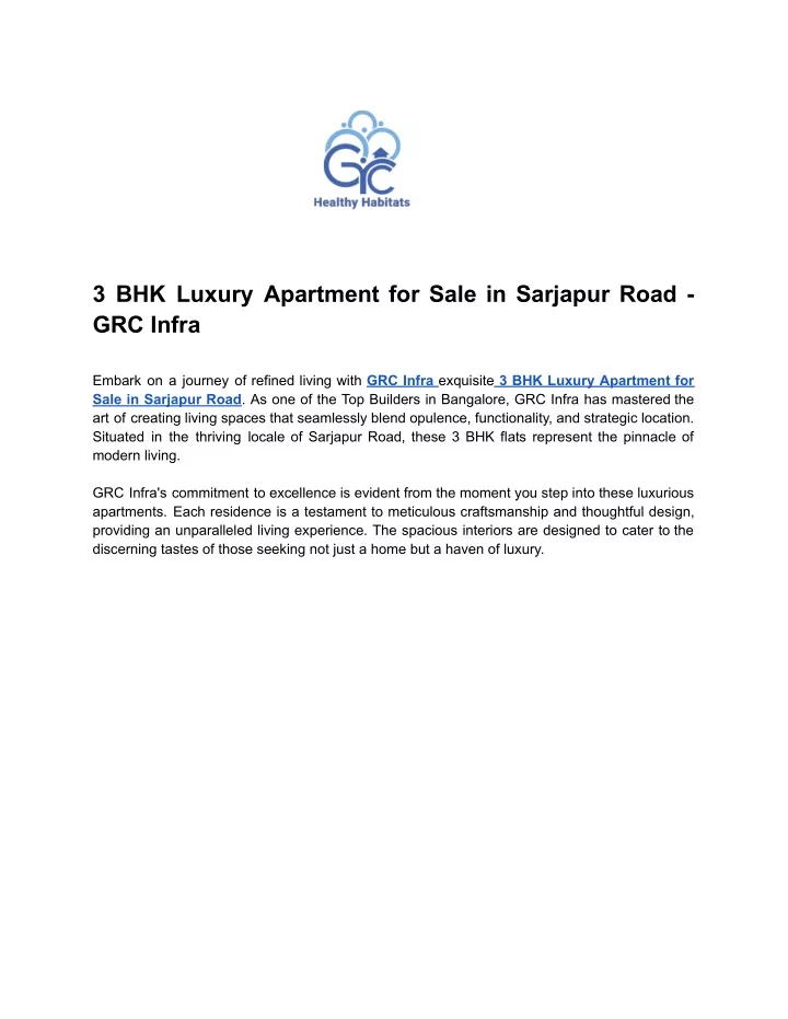 3 bhk luxury apartment for sale in sarjapur road
