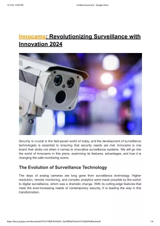 Innocams-Revolutionizing Surveillance with Innovation 2024
