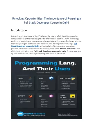 full stack developer course in delhi