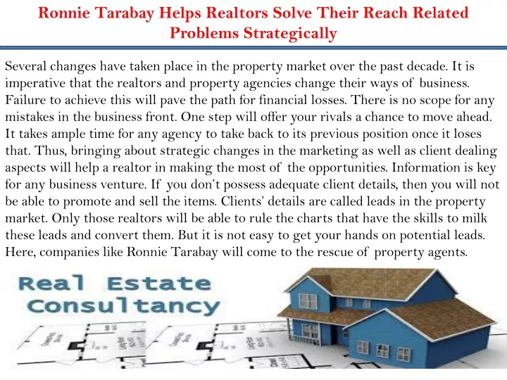 ronnie tarabay helps realtors solve their reach