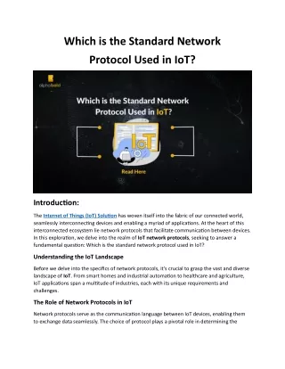 Which is the Standard Network  Protocol Used in IoT?