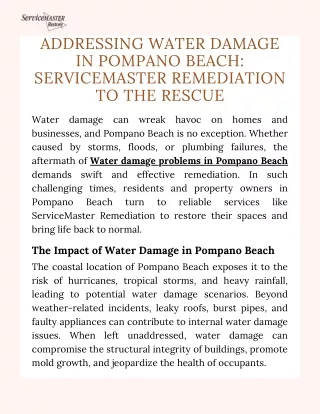 ServiceMaster Remediation Your Pompano Beach Water Damage Solution