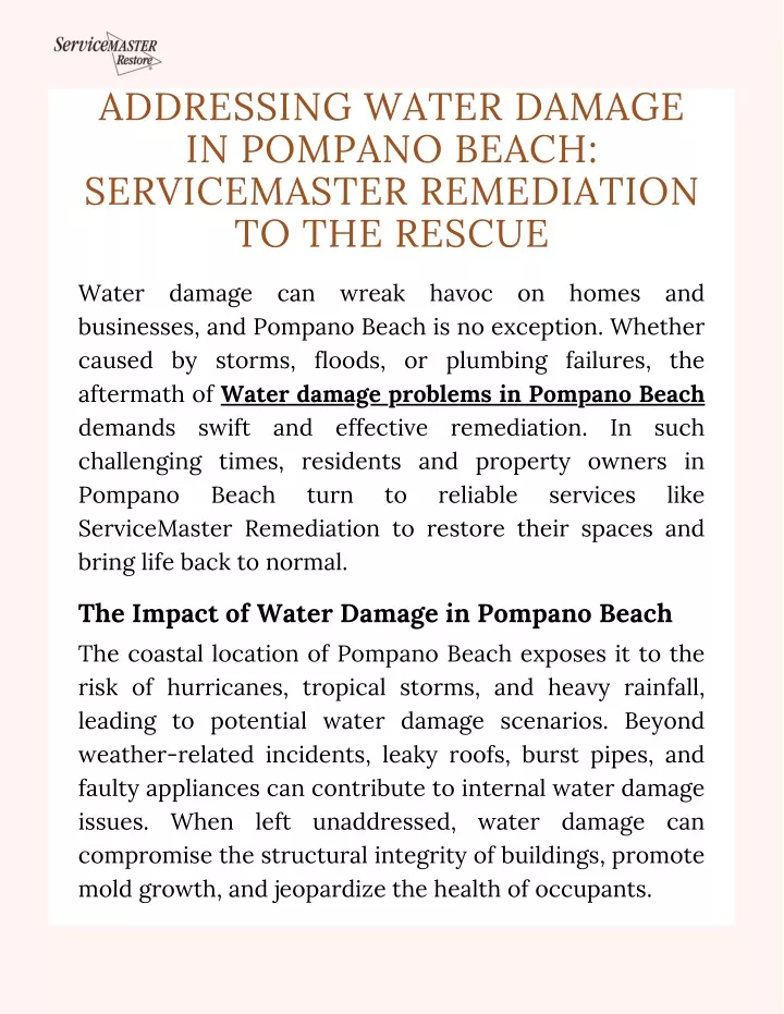 addressing water damage in pompano beach