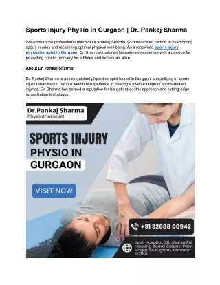 Sports Injury Physio in Gurgaon | Dr. Pankaj Sharma.