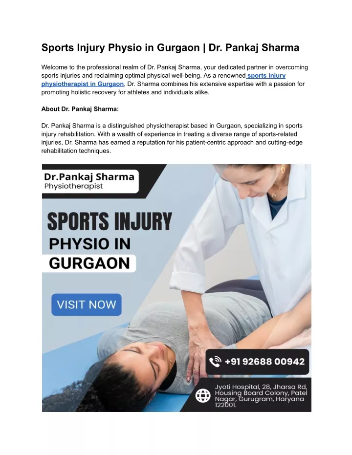 sports injury physio in gurgaon dr pankaj sharma