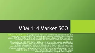 M3M 114 Market SCO