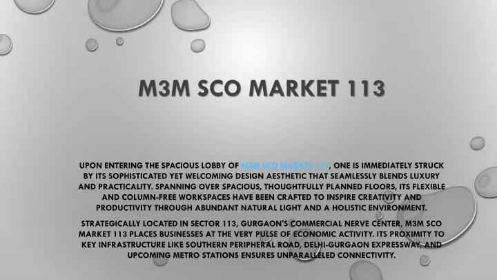 m3m sco market 113