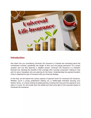 How Long Do You Pay for Universal Life Insurance in Canada