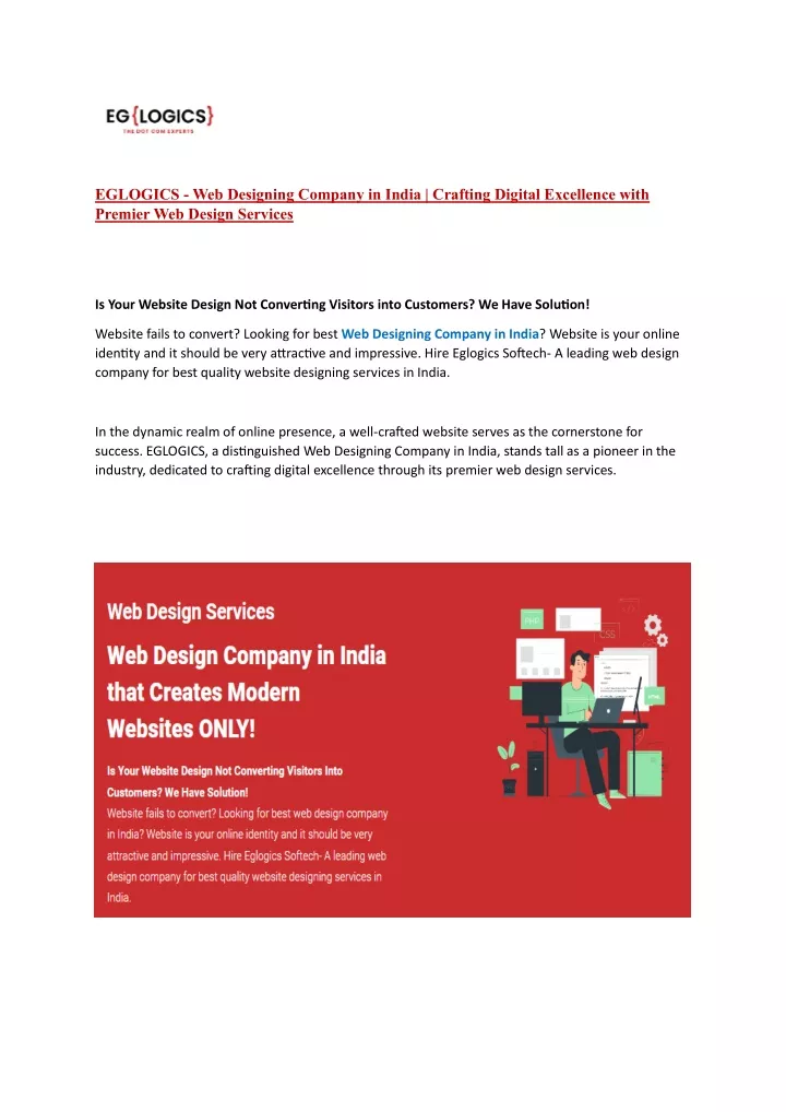 eglogics web designing company in india crafting