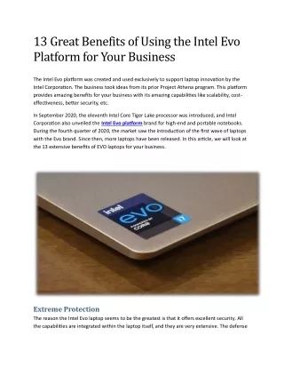 13 Great Benefits of Using the Intel Evo Platform for Your Business
