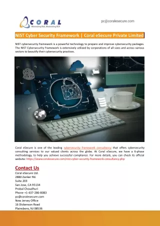 nist cyber security framework coral esecure