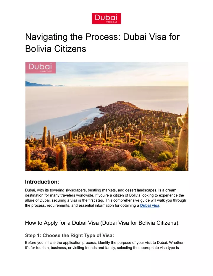 navigating the process dubai visa for bolivia