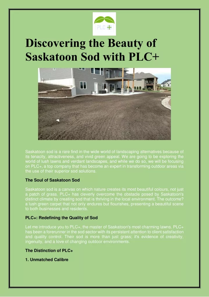 discovering the beauty of saskatoon sod with plc