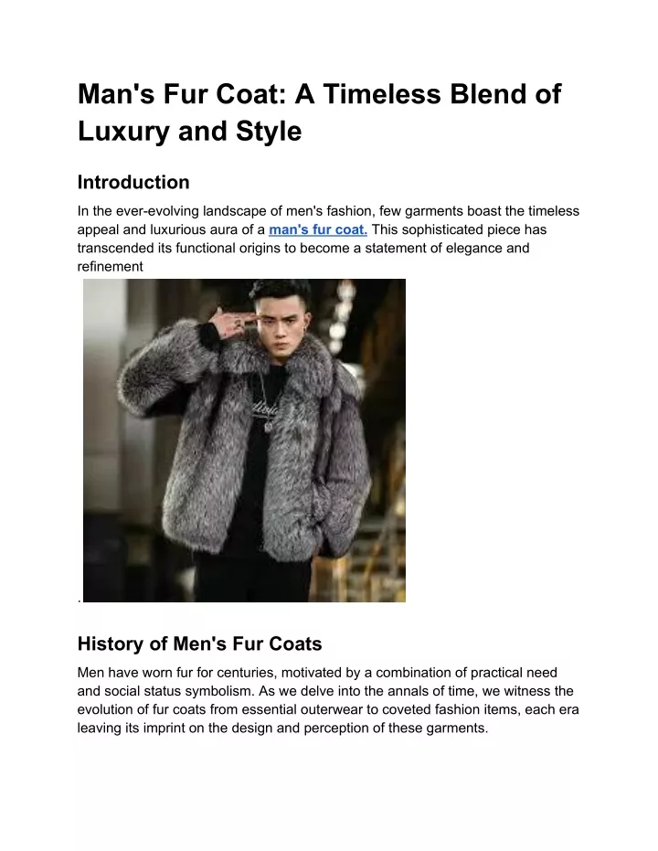 man s fur coat a timeless blend of luxury