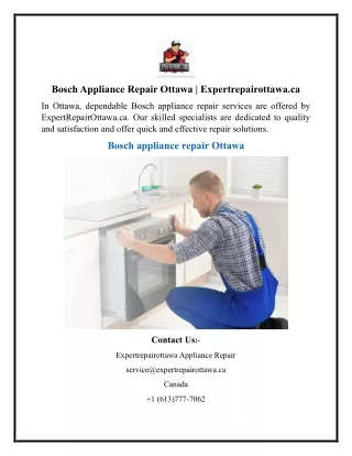 Bosch Appliance Repair Ottawa  Expertrepairottawa.ca