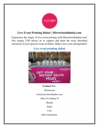 Live Event Printing Dubai  Mirrorboothdubai.com