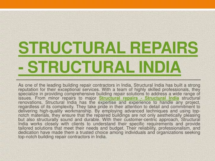 structural repairs structural india