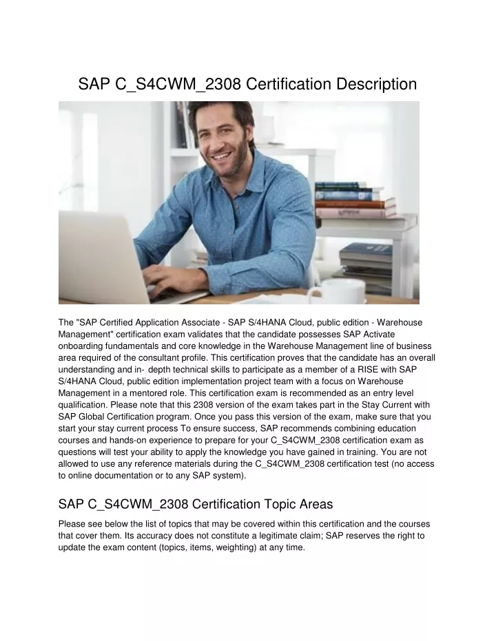 sap c s4cwm 2308 certification description