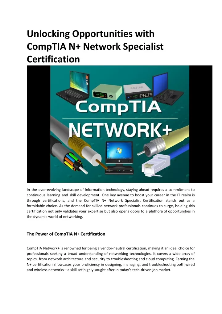 unlocking opportunities with comptia n network