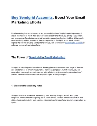 Buy Sendgrid Accounts